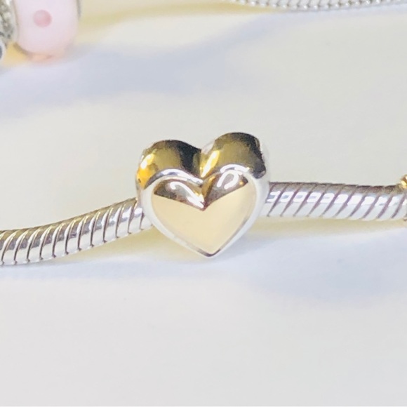 Retired Pandora 14k Gold Domed Golden Heart Charm - Picture 2 of 12